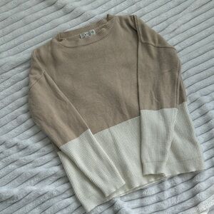 Elegant Tan and Cream Women's Sweater